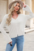 Ribbed Knit Bell Sleeve V-Neck Button Front Cardigan Sweater